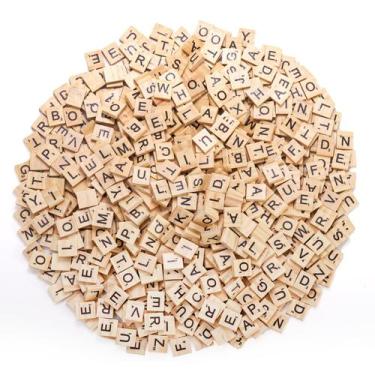 Imagem de Wood Scrabble Letters Coloch 1000 unidades A-Z para artesanato e jogos