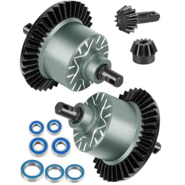 Imagem de RCHuiWow RC 37T Diff Gear Upgrades Part for 1/10 Slash 4x4(VXL),Rustler 4x4(VXL),Stampede 4x4(VXL),Jato 4x4 (VXL),XO-1,Aluminium w/Steel Front Rear Differential Gear,Titanium