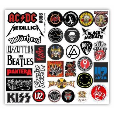 Imagem de Adesivo Bandas de Rock Clássicas Personalizado Mega Cartela - Du Adesi