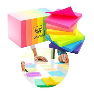 Imagem de Bloco de Notas Autoadesivo Colorido 500 Folhas Lembrete - Armarinhos B