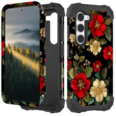 Imagem de PIXIU Padrão de flor exclusivo compatível com Samsung Galaxy S23 5G, capa resistente à prova de choque de camada dupla à prova de choque capa robusta híbrida fofa robusta para mulheres, meninas