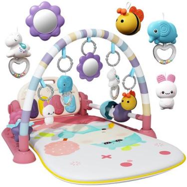 Imagem de Baby Gym Jovow com piano Kick and Play com 5 brinquedos rosa