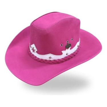 Imagem de Chapéu Americano em Couro Pink com Branco - Mundo Texano, Rosa, GG