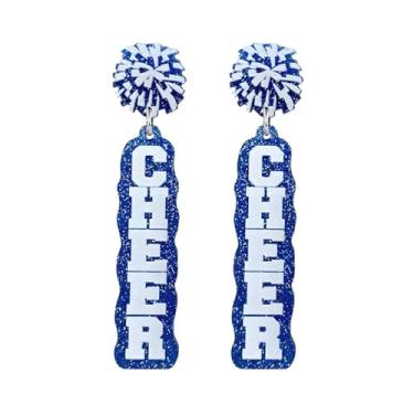Imagem de Dreuyet Brincos de megafone cheerleader com glitter para mulheres, leves, brincos de acrílico para dia de jogo, joias presentes para treinadores de equipes de torcida, Medium, Acrílico, Sem pedra