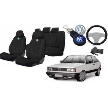 Imagem de Kit Proteção Capas Tecido Banco Gol 1986-1996 + Capa Volante + Chaveir