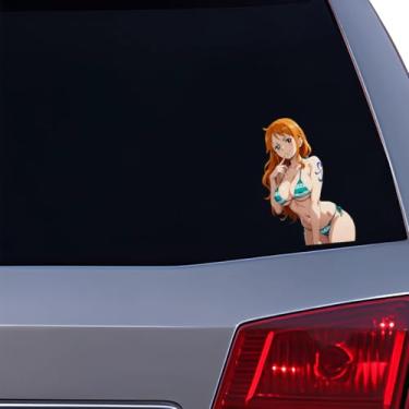 Imagem de Bikini Beach Red Hair Anime Girl Decal Stickers for Cars Laptop Water Bottle Flask Skateboard Wall Decor UV Resistant 5.5" in