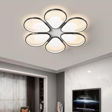 Imagem de Luminária de teto LED para sala de estar, moderna, regulável, com design floral criativo, acrílico, grande, para quarto, sala de jantar, lâmpada de economia de energia, iluminação de teto pa