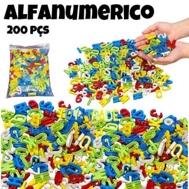 Imagem de Sacola Alfanumérica Toy Trade 200 Letras e Números Coloridos Alfabeto 