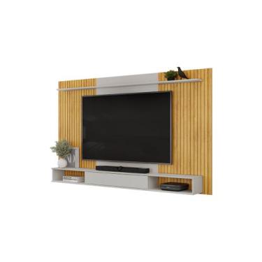 Imagem de Painel Para Tv Ripado Até 70 Polegadas Suspenso Com Prateleiras Home R