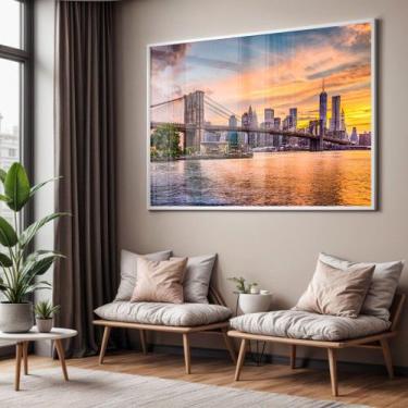 Imagem de Quadro com Moldura e Acrilico Cristal Vidro Sala Quarto Paisagem Ponte