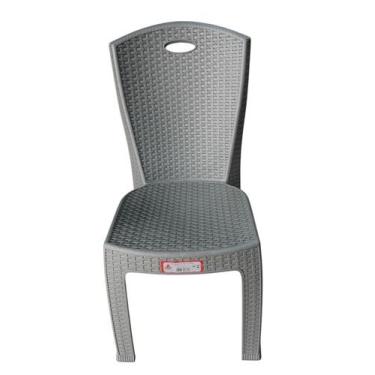 Imagem de Cadeira Plástica Bistrô Rattan - A.J.A., Cinza Prata