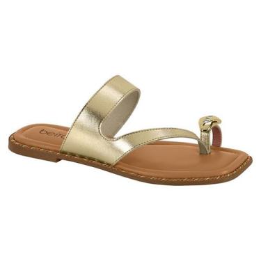 Imagem de Sandália de Dedo Feminina Beira Rio Flat Confortável Original, Dourado
