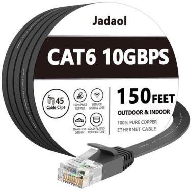 Imagem de Cabo Ethernet Jadaol Cat 6 150 pés (45,72 m) externo/interno preto