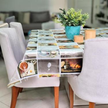 Imagem de Toalha de Mesa PVC Cristal Transparente Estampada 5,00x1,40m Plástica 