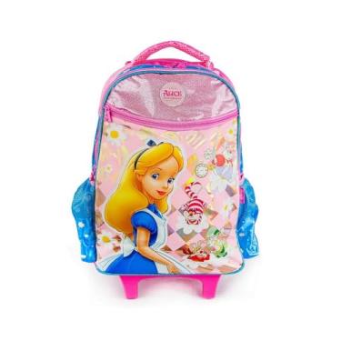 Imagem de Mochila Rodinhas Alice No País Das Maravilhas Disney Feminina Infantil Escolar