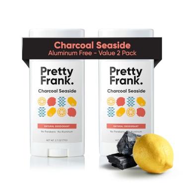 Imagem de Pretty Frank Desodorante em bastão natural sem alumínio, carvão vegetal à beira-mar (pacote com 2) | Controle de odor o dia todo para mulheres e homens | Ingredientes eficazes, seguros, orgânicos