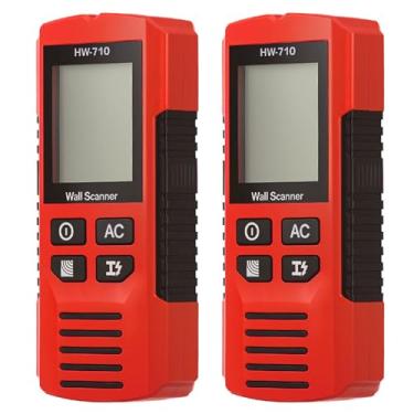 Imagem de Scanner de parede 7 em 1 multifuncional com alarme, localizador eletrônico preciso para detecção de pinos metálicos de fio CA (vermelho, 2 peças)