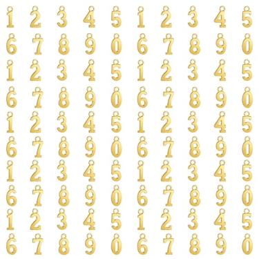 Imagem de Lnngub 100 peças de pingentes de 0 a 9 números para fabricação de joias, pingentes de números de metal para pulseiras, colares, brinco, chaveiros artesanais, caixa de presente, caixa de cartão