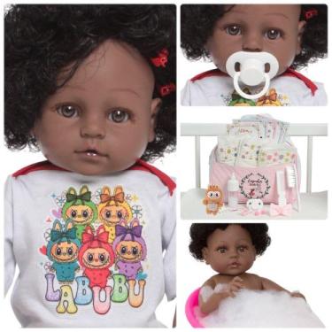 Imagem de Bebê Reborn De Silicone Boneca Negra Com Bolsa Maternidade - Cegonha R