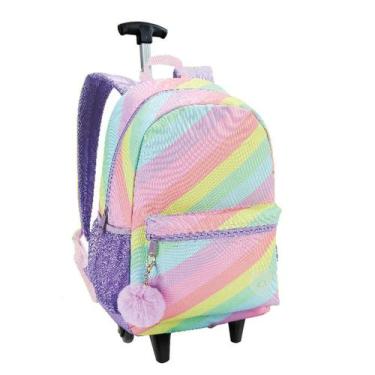 Imagem de Mochila De Rodinha Feminina Reforçada Fashion Top DL1069 + Chaveiro - 
