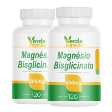 Imagem de Kit 2 Magnésio Glicinato 500mg 240 Cápsulas - Magnesio Glicina - Suplemento Alimentar em Cápsulas - Verde Cápsula