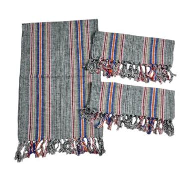 Imagem de Kit Passadeira Tapete Para Cozinha De Tear 3 Peças(Colorida)