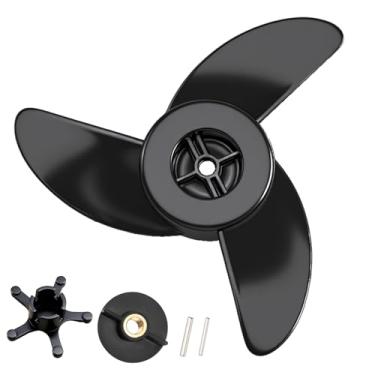 Imagem de SDRZJX Hélice de motor de pesca de 3 lâminas compatível com motor Motorguide Machete III Trolling Motor - Cubo pequeno barco de substituição em água rasa Broca de substituição de potência #: MGA089B