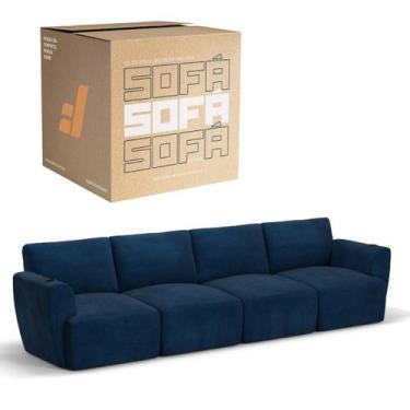 Imagem de Sofá 4 Lugares Sala De Estar em Tecido Bouclé Modular Damie Na Caixa, 