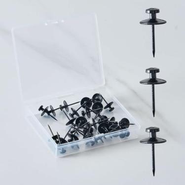Imagem de 30 peças pregos para pendurar quadros de cabeça dupla, preto
