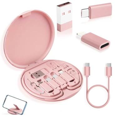 Imagem de Kit de cabo adaptador USB C, conversor de capa de cabo de carregamento múltiplo USB C para dispositivo iOS/adaptador tipo C/Micro/USB A, transferência de dados contém slot para cartão para viagens