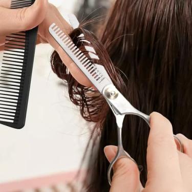 Imagem de 1 tesoura de corte de cabelo de aço inoxidável profissional tesoura de corte de cabelo de barbeiro ferramenta de acessórios, tesoura de dente de 14 cm