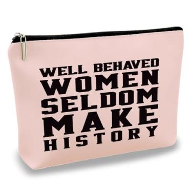 Imagem de Bolsa de maquiagem motivacional para mulheres bem comportadas raramente fazem história, bolsa de cosméticos feminista, lona durável, estojo de beleza para viagem, perfeito para trabalho, academia ou