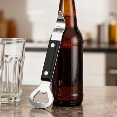 Imagem de Abridor de garrafas de lata de aço inoxidável manual 1 pacote com alça preta