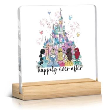 Imagem de Presentes de lembrança de viagem Magic Kingdom, decoração de quarto de castelo de princesa, placa de acrílico para decoração de mesa de casa - Happily Ever After