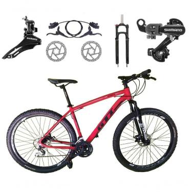 Imagem de Bicicleta Aro 29 Gti Roma Shimano 24v K7 Freio A Disco Hidráulico Garfo Com Trava - Vermelho Tam.19