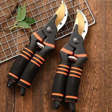 Imagem de 1 tesoura de poda de jardim, lâminas de aço inoxidável, super afiadas, tesouras de poda para jardim, cortadores de sebes de jardim, podadores portáteis, tesouras de podar de árvores, podador manual