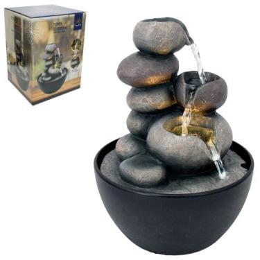 Imagem de Fonte de Água Decorativa Stone 3 Quedas com LED Casal Real Bivolt - NE