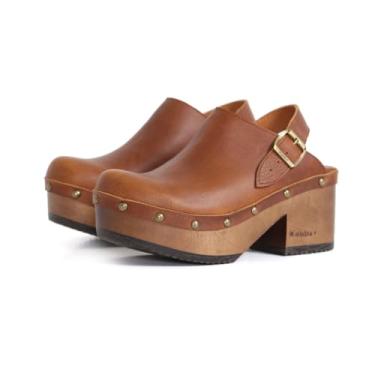 Imagem de Kebba - Stella – Tamancos de plataforma feitos à mão com couro genuíno e fivela ajustável, feitos para conforto e estilo, Stella Gypsy Whisky, 35