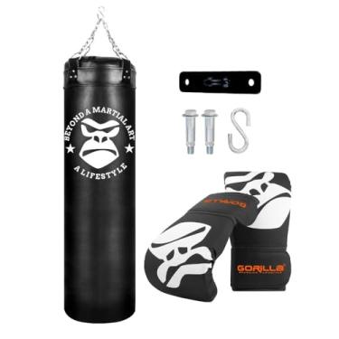 Imagem de Kit Luta Saco de Boxe Muay Thai120 Cm + Luva Bate Saco Suporte Aço para Saco de Pancada Gorilla
