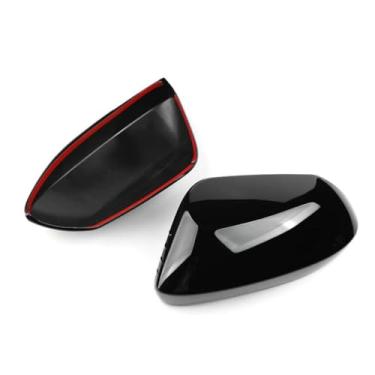 Imagem de 1 par de capas de espelho retrovisor para Toyota Corolla 2019 2020 2021 2022 2023 2024 preto brilhante, não é uma substituição, com fitas