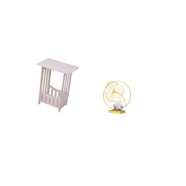 Imagem de Fenteer Mesa de Cabeceira com Escultura Decorativa em Ferro Forjado com Formato de Folha, Ideal para Hotel, Café, Sala de Estar, Escritório, Estante,