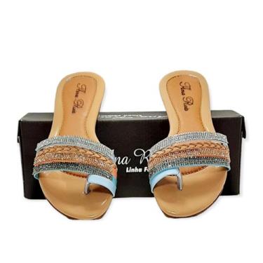 Imagem de Rasteirinha feminina tiras com strass sandália - ana reis, Colorida, 3