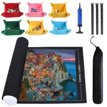 Imagem de Tapete de quebra-cabeça Roll Up Lwoeo 1500 1000 500 peças preto