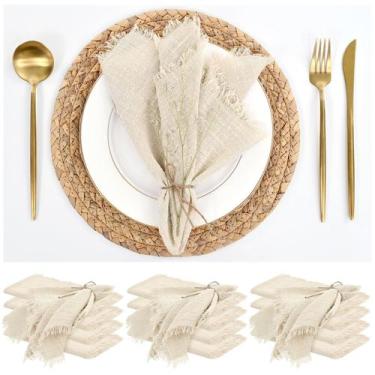 Imagem de Guardanapos de pano ABKLESACH, algodão, linho, 16x16cm, rústicos, paco