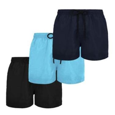 Imagem de Kit 3 Short Tactel Masculino Plus Size Moda Praia Bermuda Lisa-Masculino