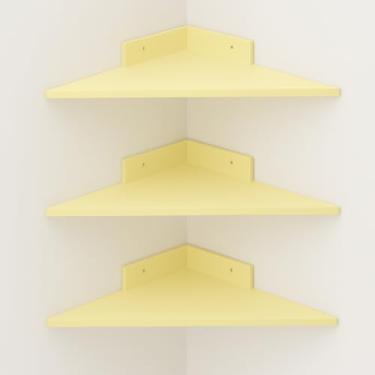 Imagem de Prateleira de Canto, Trio Canto em Mdf Trio Cantoneira 3 Unidades, 35cm X 35cm(Amarelo bebê)