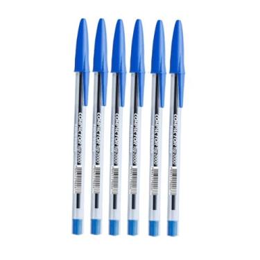 Imagem de Caneta Ponta Fina, Kit Caneta Esferografica Compactor Cristal(6Azul)