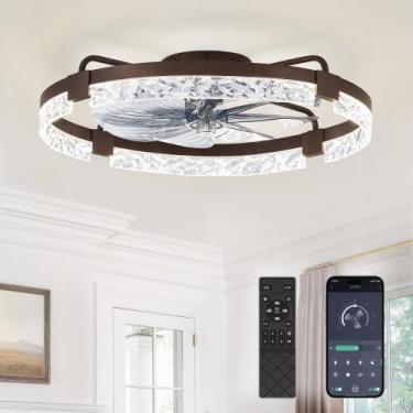 Imagem de Ventilador de teto LEDIARY 24" Low Profile Brown Dimmable Light
