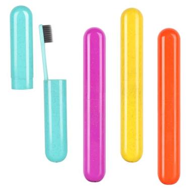 Imagem de Hooqict Pacote Com 4 Estojos Portáteis Para Escovas De Dentes, Recipiente Plástico Protetor, Capa Viagem, Acampamento, Casa, Escola, Negócios