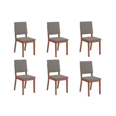Imagem de Kit 6 Cadeiras Sala Jantar Talia 6 Un Freijó Suede Lunar